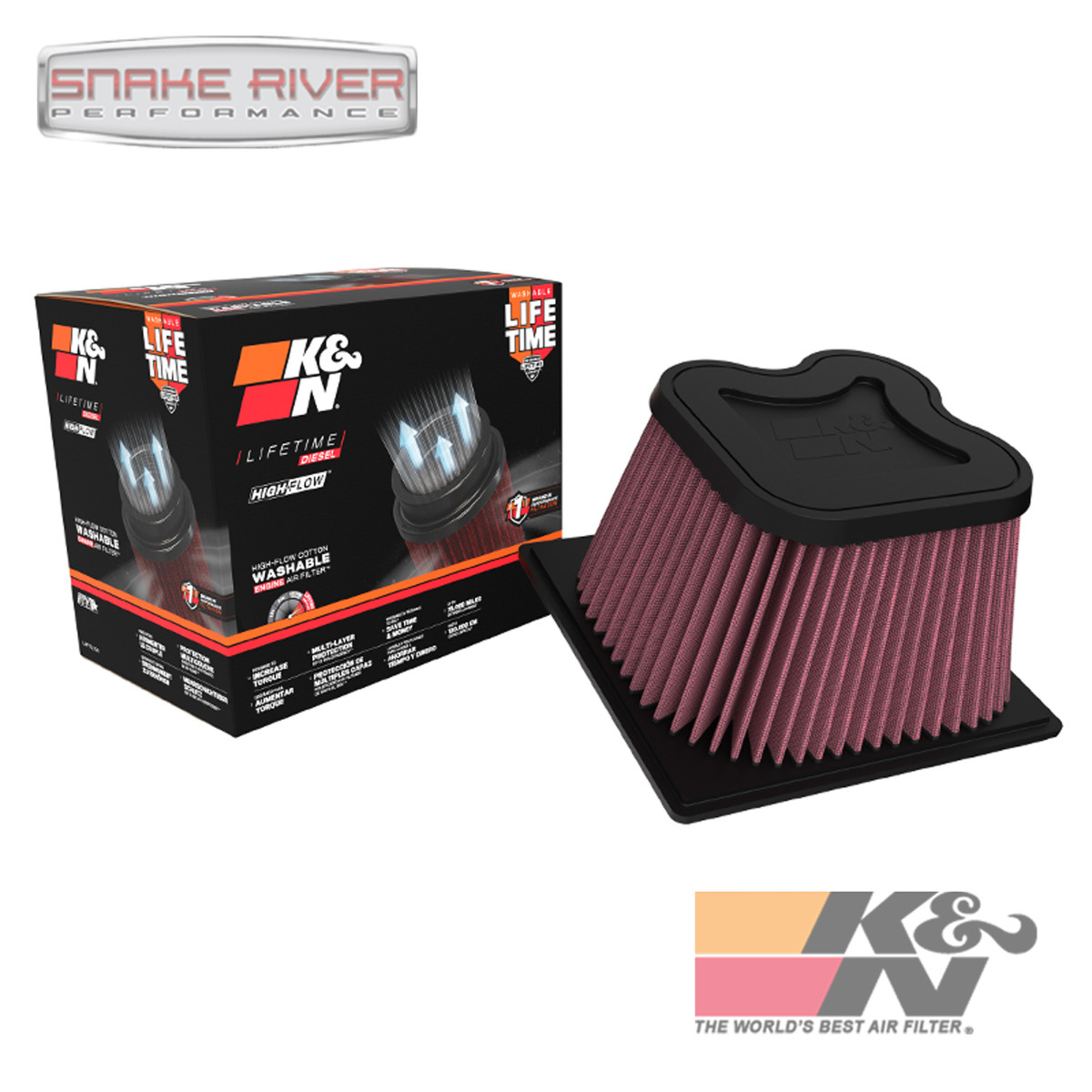 K&N E-0784 Replacement Air Filter For  2007-2009 Dodge Ram Cummins Diesel 6.7L