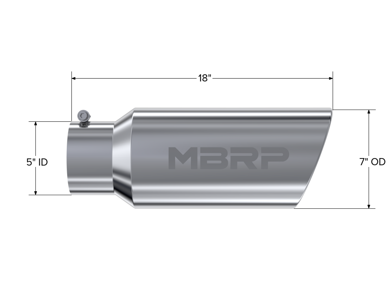 MBRP DIESEL EXHAUST TIP 5" INLET ROLLED END 7" OUTLET 18" LENGTH