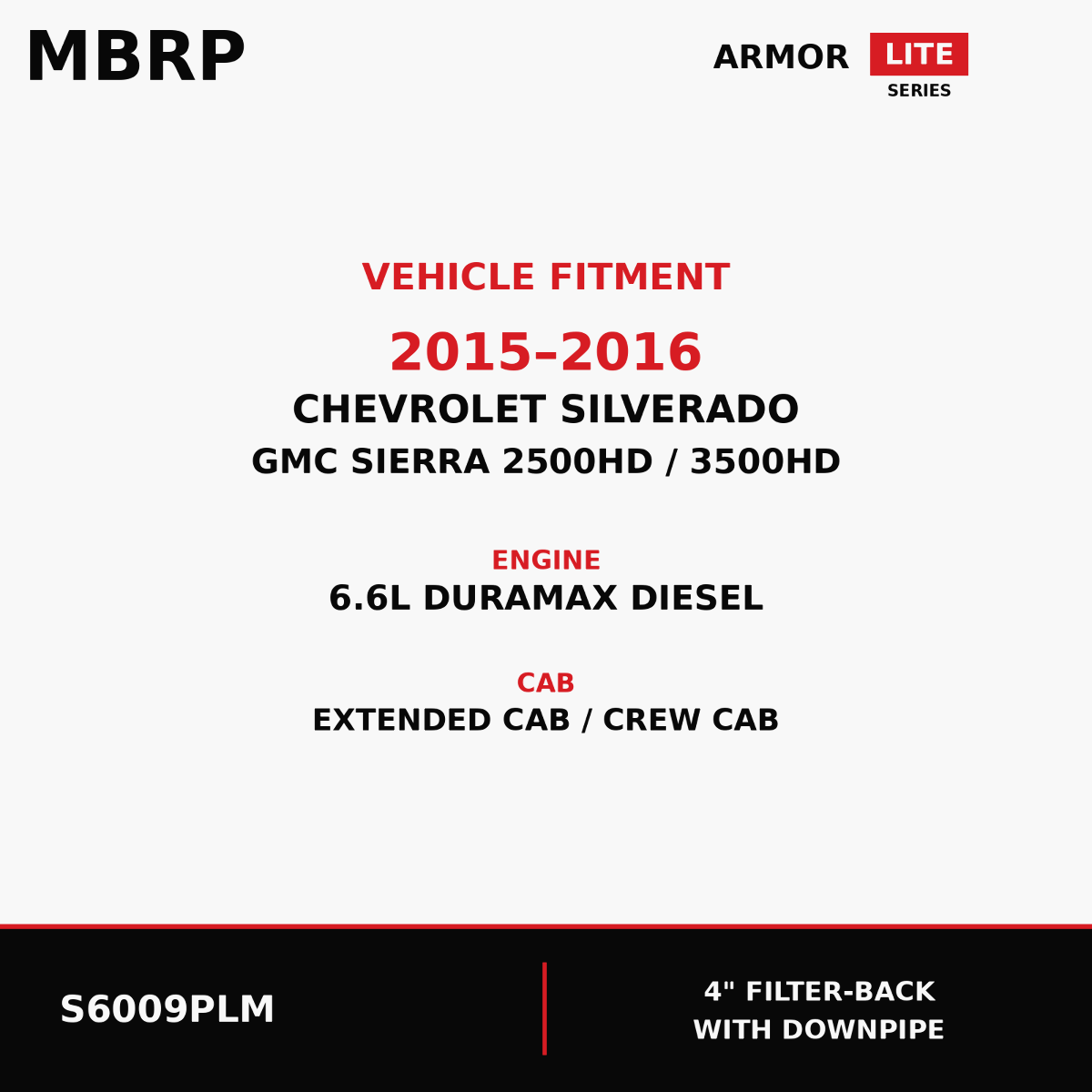 MBRP S6009PLM Exhaust for 2015-2016 Chevy GMC Duramax Diesel LML 2500HD 3500HD