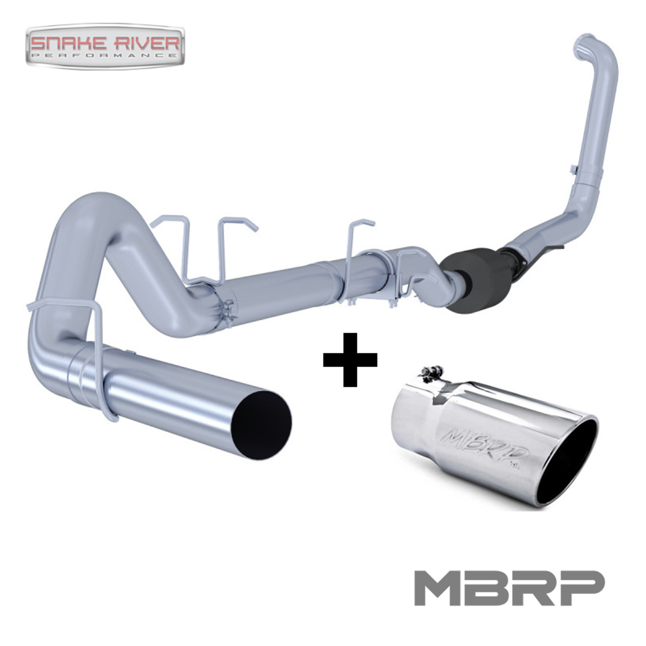 S6212PLM T5051 - MBRP 4" EXHAUST 03-07 FORD POWERSTROKE DIESEL 6.0L F250 F350 NO MUFFLER WITH TIP