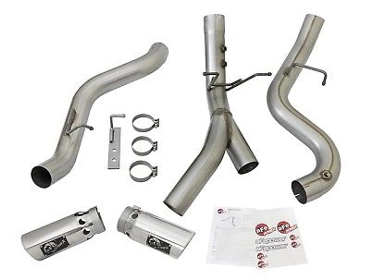 AFE POWER ATLAS DUAL 4" FILTER BACK EXHAUST 17 CHEVY GMC DURAMAX DIESEL TIP