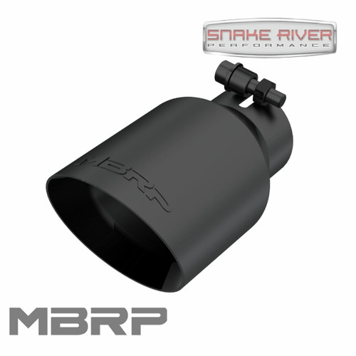 MBRP 2.5" Inlet 4" Outlet 7.75" Long Black Roung Angle Cut Exhaust Tip T5123BLK