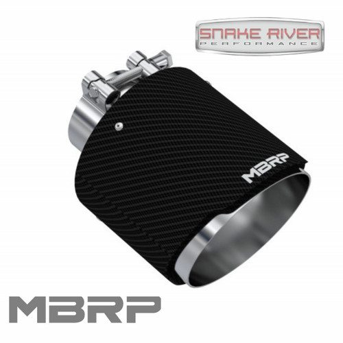 Exhaust Tip 2.5 Inch ID 5 Inch OD Out 6.5 Inch Length Angle Cut Dual Wall Carbon Fiber and Stainless Steel MBRP