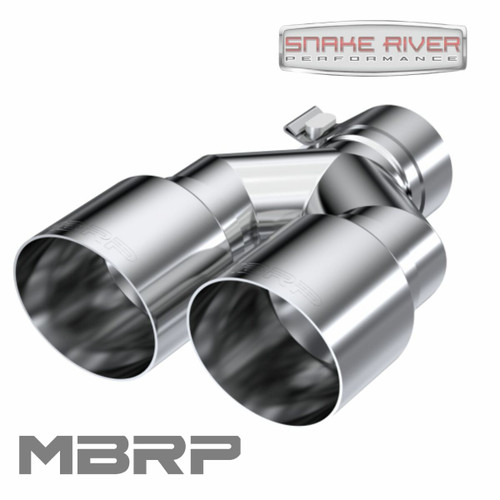 MBRP 2.5" In 3.5" Out 9.5" Left Long Dual Exit Polished Steel Exhaust Tip T5170