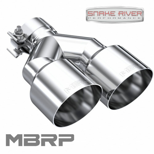 MBRP 4" In 4" Dual Exit 9.5" Right Long Round Polished Bolt On Exhaust Tip T5178