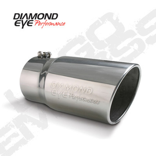 DIAMOND EYE EXHAUST TIP  4" INLET 5" OUTLET STEEL LOGO EMBOSSED 12" LONG BOLT-ON - 4512BRA-DE