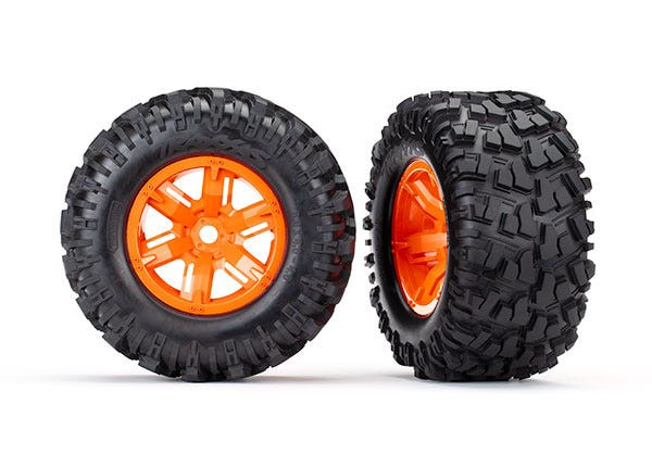 トラクサス　X-MAXX タイヤ　アルミホイール　プロライン　TRAXXAS Traxxas X-Maxx Pre-Mounted Tires & Wheels (Orange) (2) (8S Rated