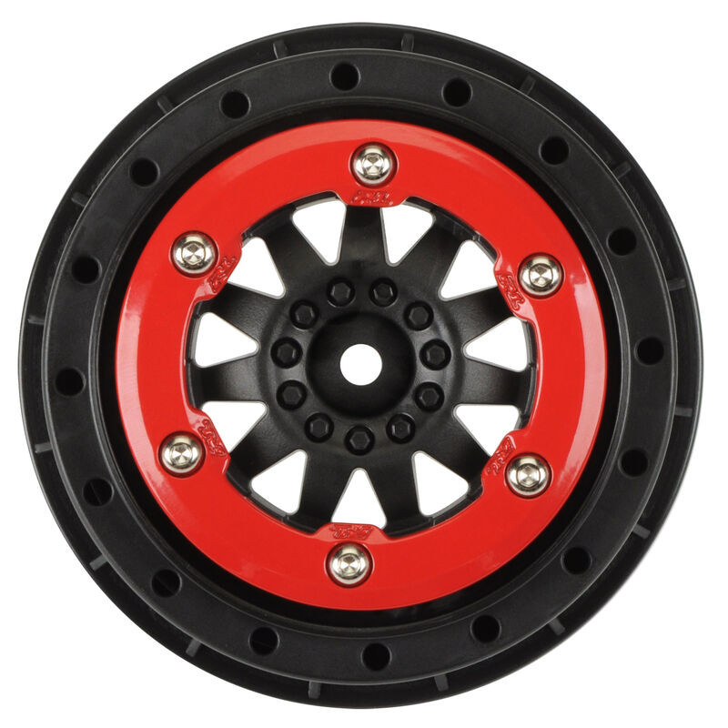 Run丸 Pro-Line F-11 Bead-Loc Short Course Wheels (Black/Red) (2) w/12mm