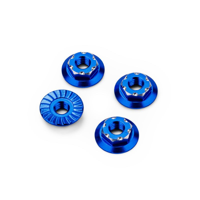 JConcepts RC10 B7/B7D M4 Low-Profile Aluminum Wheel Nuts (4) (Blue