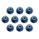 Team Associated Factory Team 3mm Aluminum Flanged Locknut (Blue) (10) (ASC25392)