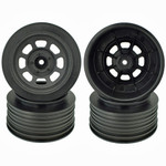 DE Racing Speedway SC Short Course Dirt Oval Wheels (Black) (4) (19mm Backspace) (Slash Front) w/12mm Hex (DER-DS4-FB)