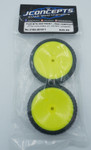 JConcepts Fuzz Bite LP Pre-Mounted Carpet 2.2" 2WD Front Buggy Tires (Yellow) (2) (Pink) w/12mm Hex (JCO3165-201011)