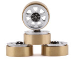 Samix SCX24 Aluminum & Brass 1.0" Beadlock Wheel Set w/Scale Hubs (Silver) (4) (SAMSCX24-6669SC2)