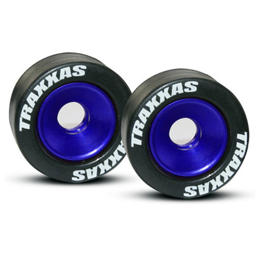 Traxxas Aluminum Wheelie Bar Wheel Set w/Rubber Tires (Blue) (2) TRA5186A Traxxas Aluminum Wheelie Bar Wheel Set w/Rubber Tires (Blue) (2) TRA5186A