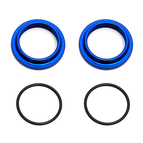 Team Associated 12mm Big Bore Threaded Collar (Blue) (2) (ASC91304)