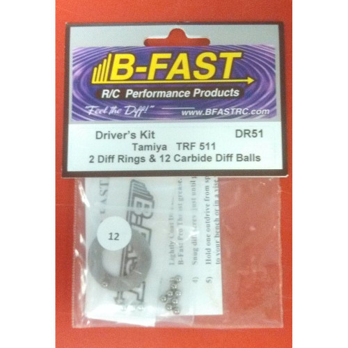 B-Fast BFR-DR51 Driver's Kit Diff Rings (2 rings) & Carbide Diff Balls (12) Tamiya TRF 511