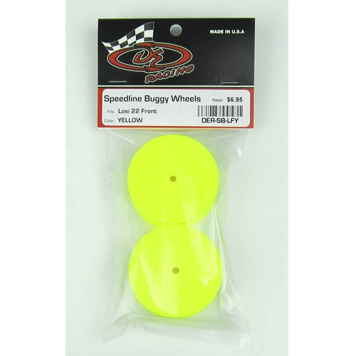 DE Racing 10mm Hex "Speedline" 2.2 1/10 Buggy Front Wheel (2) (TLR 22) (Yellow) DER-SB-LFY DE Racing 10mm Hex "Speedline" 2.2 1/10 Buggy Front Wheel (2) (TLR 22) (Yellow) DER-SB-LFY