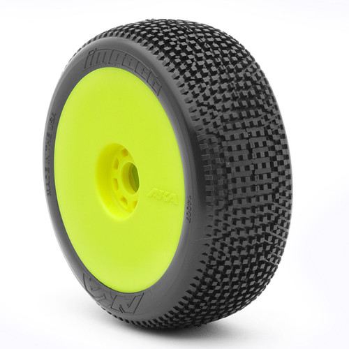AKA Impact 1/8 Buggy Pre-Mounted Tires (2) (Yellow) (Super Soft) (AKA14007VRY) 