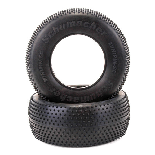 Schumacher "Mini Pin" Short Course Truck Tires (2) (Yellow) (SCHU6767) Schumacher "Mini Pin" Short Course Truck Tires (2) (Yellow) (SCHU6767)