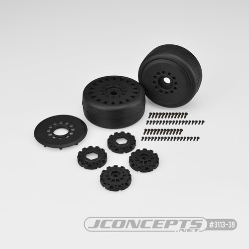 JConcepts Speed Fangs Belted Tire Pre-Mounted w/Cheetah Speed-Run Wheel (2) (Black) (JCO3113-39) JConcepts Speed Fangs Belted Tire Pre-Mounted w/Cheetah Speed-Run Wheel (2) (Black) (JCO3113-39)