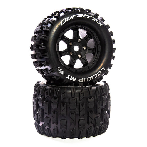 Duratrax Lockup MT Belted 3.8" Monster Truck Tires (2) (Black) (0 Offset) w/17mm Hex (DTXC5630)