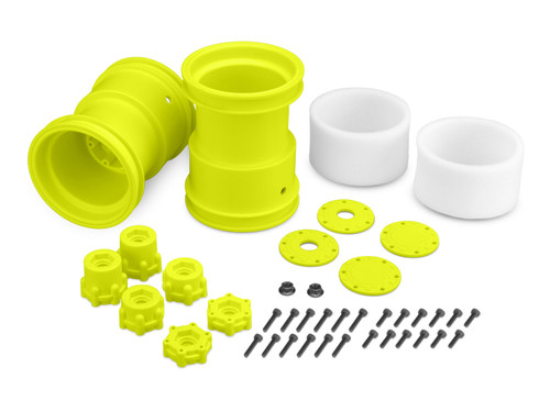 JConcepts Tribute 2.6 x 3.6" Monster Truck Wheel (2) (Yellow) (JCO3377Y)
