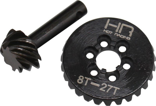 Hot Racing SCX10 II AR44 HD Steel Overdrive 6-Bolt Bevel Gear Set (27T/8T) (HRASCXT9278)