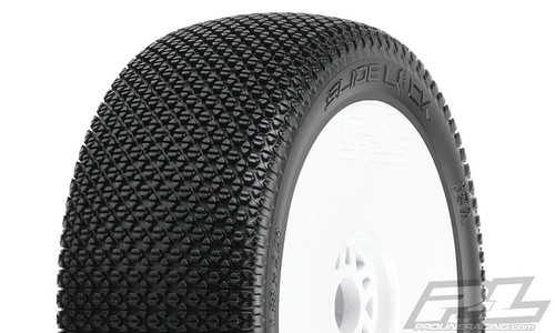 Pro-Line Slide Lock Pre-Mounted 1/8 Buggy Tires (White) (2) (S3) w/Velocity Wheel (PRO9064-233)