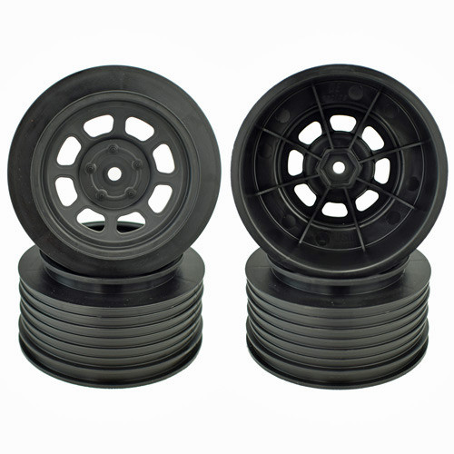 DE Racing Speedway SC Dirt Oval Wheels (Black) (4) (+3mm Offset/29mm Backspace) (SC6) w/12mm Hex (DER-DS4-AB)