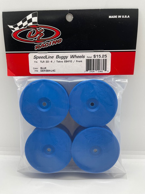 DE Racing Speedline 2.2 4WD Buggy Front Wheel (4) (Blue) (22-4/EB410) w/12mm Hex (DER-SB4-L4C) DE Racing Speedline 2.2 4WD Buggy Front Wheel (4) (Blue) (22-4/EB410) w/12mm Hex (DER-SB4-L4C)