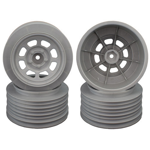 DE Racing Speedway Short Course Wheels (Silver) (4) (21.5mm Backspace) (Slash Rear) w/12mm Hex (DER-DS4-RS)
