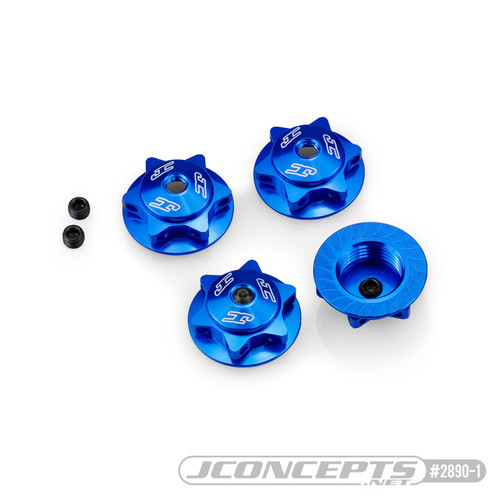 JConcepts 17mm Finnisher 1/8th Serrated Magnetic Wheel Nuts (4) (Blue) (JCO2890-1)