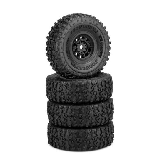 JConcepts Tusk 1.0" Pre-Mounted Tires w/Hazard Wheel (Black) (4) (Gold) w/7mm Hex (JCO4023-3594) JConcepts Tusk 1.0" Pre-Mounted Tires w/Hazard Wheel (Black) (4) (Gold) w/7mm Hex (JCO4023-3594)