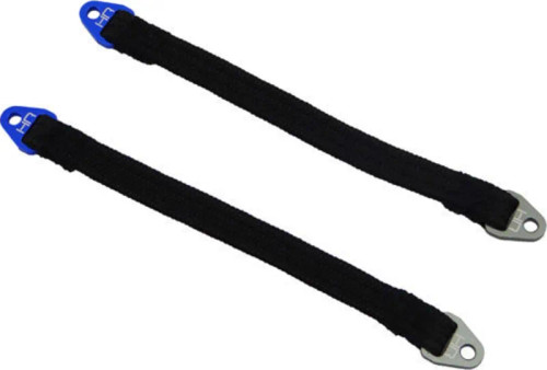 Hot Racing 115mm Suspension Travel Limit Straps (2) (Blue/Silver) (HRASLS115T1806)