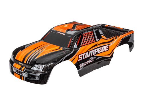 Traxxas Stampede Pre-Painted Monster Truck Body w/Decals (Orange) (TRA3651T)