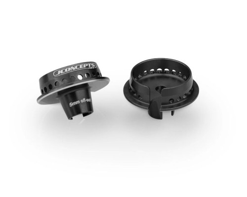 JConcepts 13mm Fin Aluminum +5mm Off-Set Shock Spring Cup (Black) (2) (JCO2703-2)