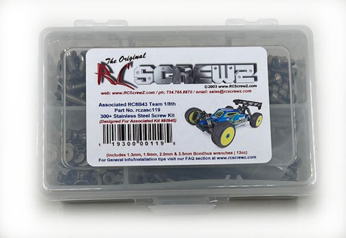 RC Screwz Associated RC8B4e 1/8th E Buggy Stainless Steel Screw Kit (RCZASC119) RC Screwz Associated RC8B4e 1/8th E Buggy Stainless Steel Screw Kit (RCZASC119)