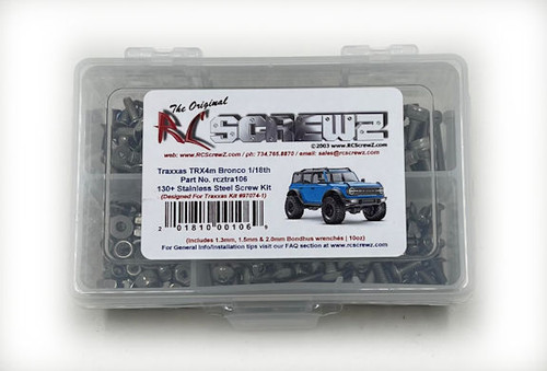 RC Screwz Traxxas TRX-4M Bronco 1/18th Stainless Steel Screw Kit (RCZTRA106) RC Screwz Traxxas TRX-4M Bronco 1/18th Stainless Steel Screw Kit (RCZTRA106)