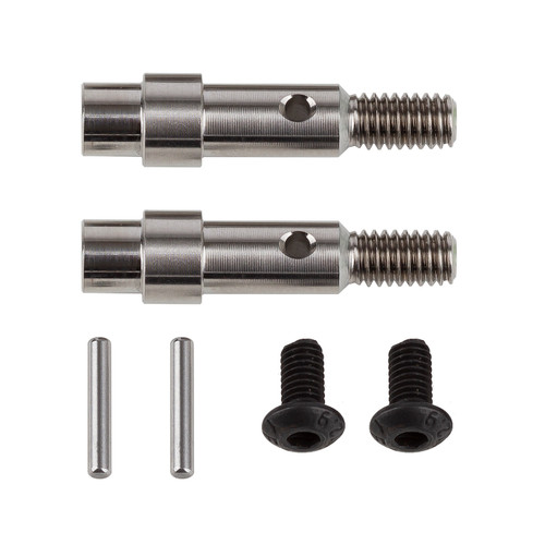 Team Associated RC10B6 Factory Team Titanium Hex Adapter Front Axles (2) (ASC71181)
