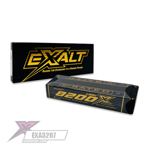 Exalt X-Rated 2S 135C Stick Hardcase Lipo Battery (7.4V/8200mAh) w/5mm Bullets (EXA3207)
