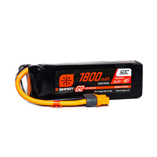 Spektrum RC 4S Smart G2 LiPo 30C Battery Pack w/IC3 Connector (14.8V/1800mAh) (SPMX184S50) Spektrum RC 4S Smart G2 LiPo 30C Battery Pack w/IC3 Connector (14.8V/1800mAh) (SPMX184S50)