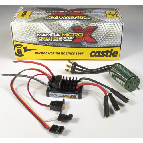 Castle Creations Mamba Micro X Waterproof 1/18th Scale Brushless Combo (4100Kv) (CSE010-0147-01) Castle Creations Mamba Micro X Waterproof 1/18th Scale Brushless Combo (4100Kv) (CSE010-0147-01)
