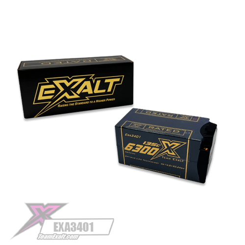 Exalt X-Rated 4S 130C Hardcase Shorty Lipo Battery (14.8V/6300mAh)w/5mm Connector (EXA3401) Exalt X-Rated 4S 130C Hardcase Shorty Lipo Battery (14.8V/6300mAh)w/5mm Connector (EXA3401)