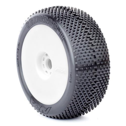 AKA Gridiron II 1/8 Buggy Pre-Mounted Tires (2) (White) (Super Soft - Long Wear) (AKA14013QRW) AKA Gridiron II 1/8 Buggy Pre-Mounted Tires (2) (White) (Super Soft - Long Wear) (AKA14013QRW)