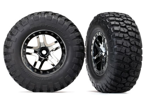 Traxxas BFGoodrich Mud TA Rear Tires (2) (Black Chrome) (S1) w/Split-Spoke Rear Wheels (TRA6873T) Traxxas BFGoodrich Mud TA Rear Tires (2) (Black Chrome) (S1) w/Split-Spoke Rear Wheels (TRA6873T)