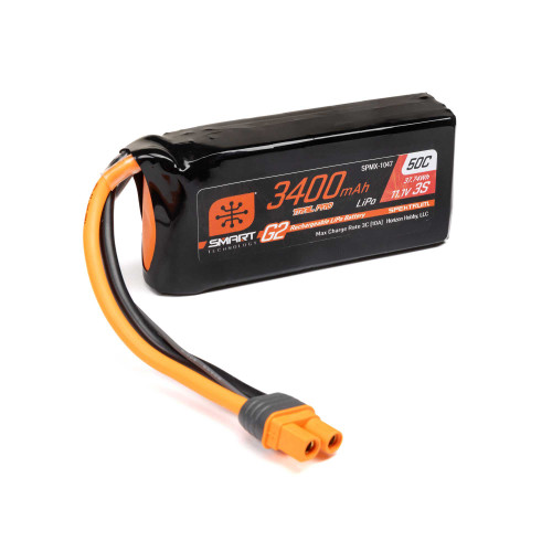 Spektrum RC Pro Trail 3S Smart G2 LiPo 50C Battery Pack (11.1V/3400mAh) w/IC3 Connector (SPMX-1047)