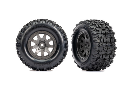 Traxxas Mini Maxx Rear Pre-Mounted Sledgehammer Tires (Gray) (2) (TRA10770-GRAY) Traxxas Mini Maxx Rear Pre-Mounted Sledgehammer Tires (Gray) (2) (TRA10770-GRAY)