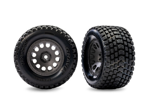 Traxxas Mini XRT Front Pre-Mounted Gravix Tires (Gray) (2) (TRA10772-GRAY)