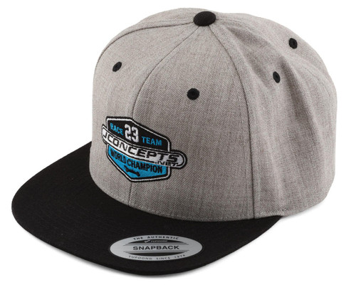 JConcepts 2023 Racing Team Snapback Flatbill Hat (Grey) (One Size Fits Most) (JCO5044)