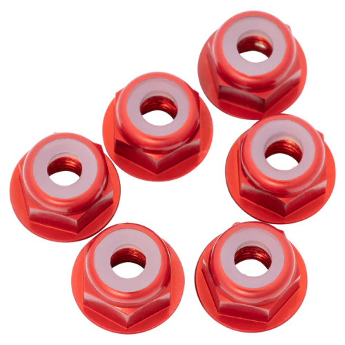 1UP Racing 3mm Aluminum Flanged Locknuts (Red) (6) (1UP870503)